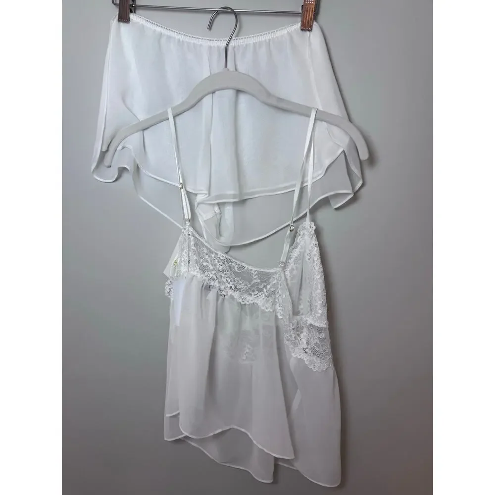 In Bloom by Jonquil Lillian Lace Cup Pamisole & Shorts Set white large NWT $66